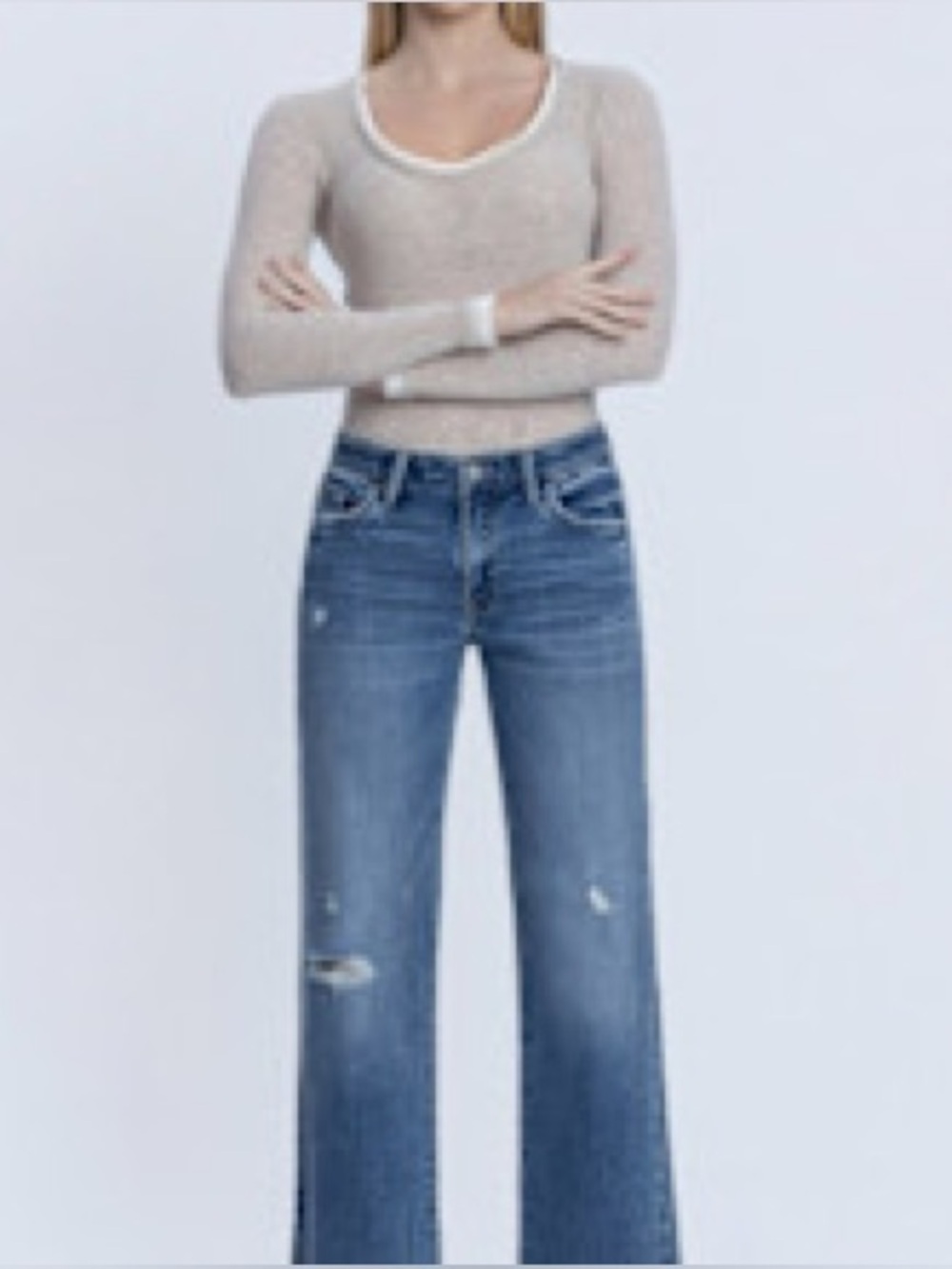 Classic Mid-Blue Women's Wide-Leg Jeans